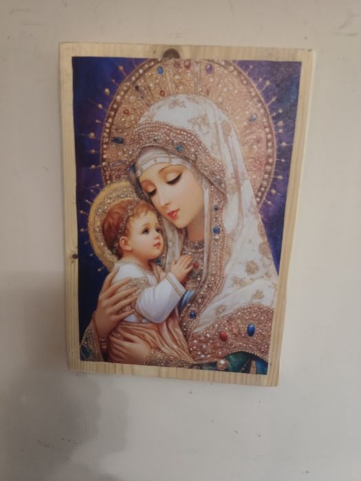 Matka Boża z Dzieciątkiem, grafika na desce swierkowej