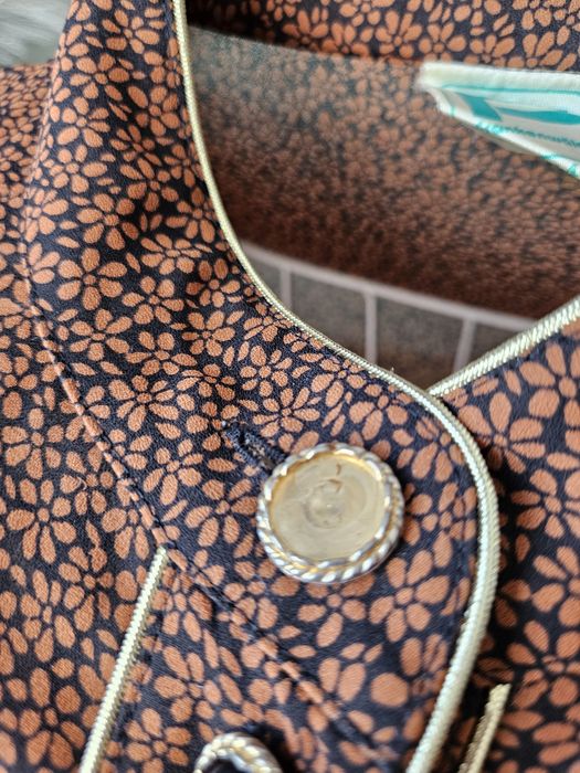 Vintage Set Elegancki komplet damski (Koszula + Spódnica) XL brązowy