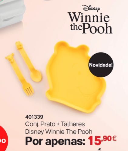 Prato + Talheres Winnie Criança Tupperware NOVO