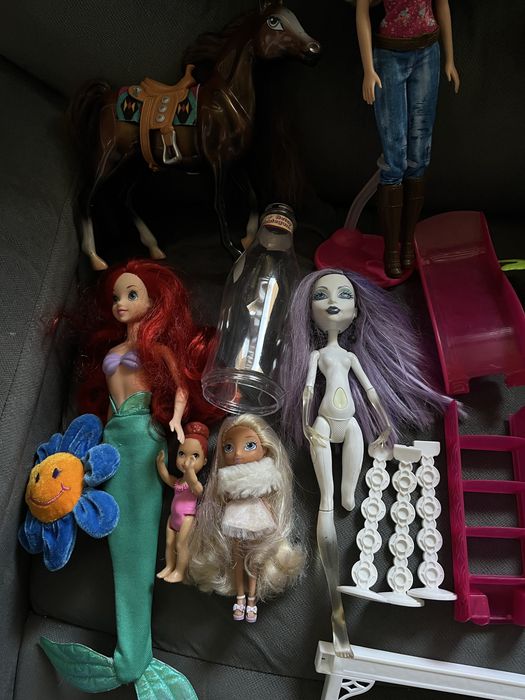 Lalki barbie monster high basen konie rower