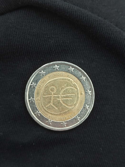 moeda comemorativa 10° aniversário EMU / UEM  2 euros (Bélgica 2009)