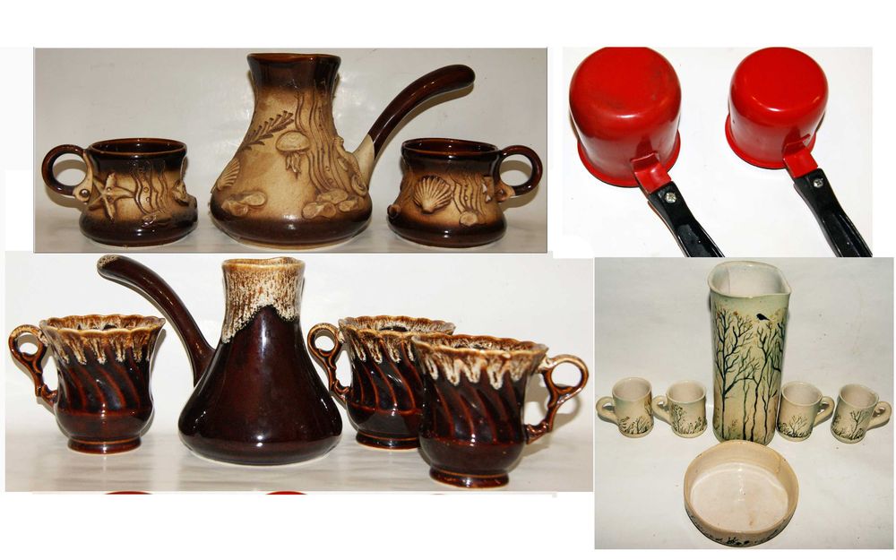 Керамическая турка джезва винтажная СССР Набор турка и чашки