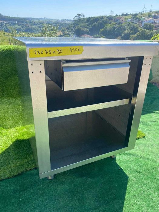 Bancada inox neutra com gaveta e prateleira