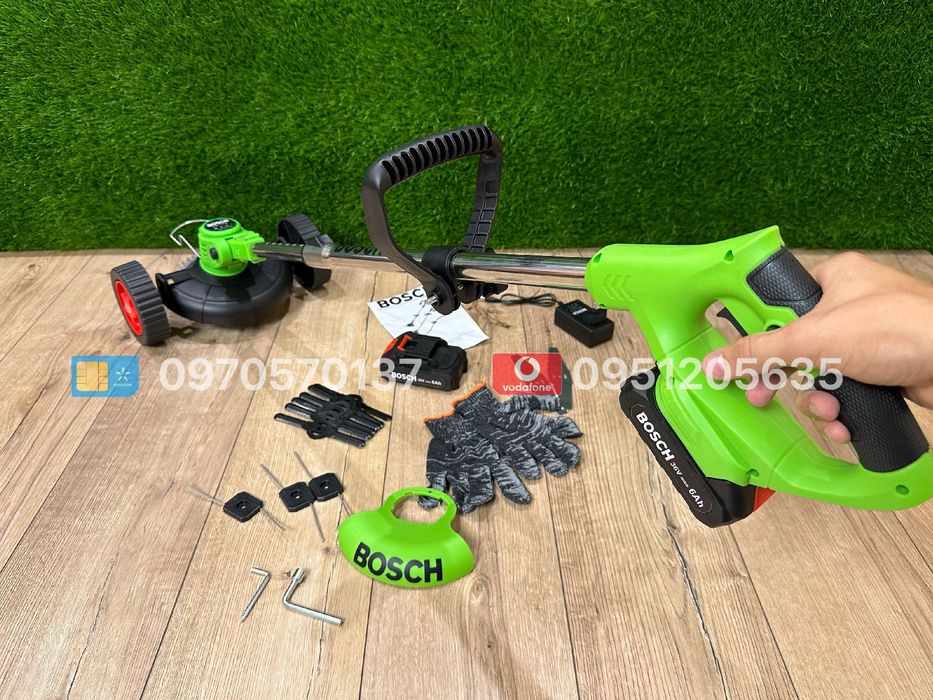 Акумуляторний триммер BOSCH BUR187BL 36V 6Ah + насадка колеса