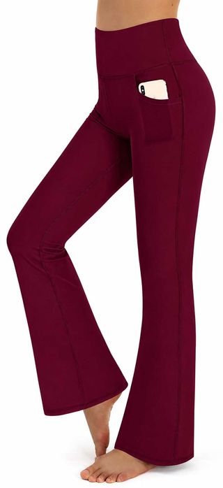 Legginsy Damskie Bordowe M Promover Rozszerzane z Wysokim Stanem