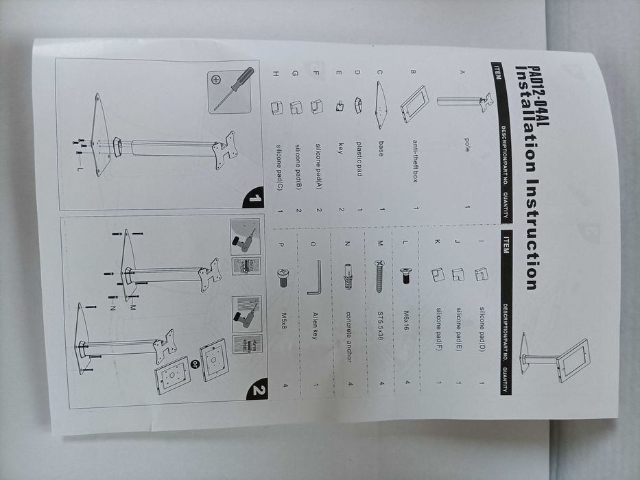 Stojak statyw antykradzieżowy na iPad, tablet, monitor lub ekran.