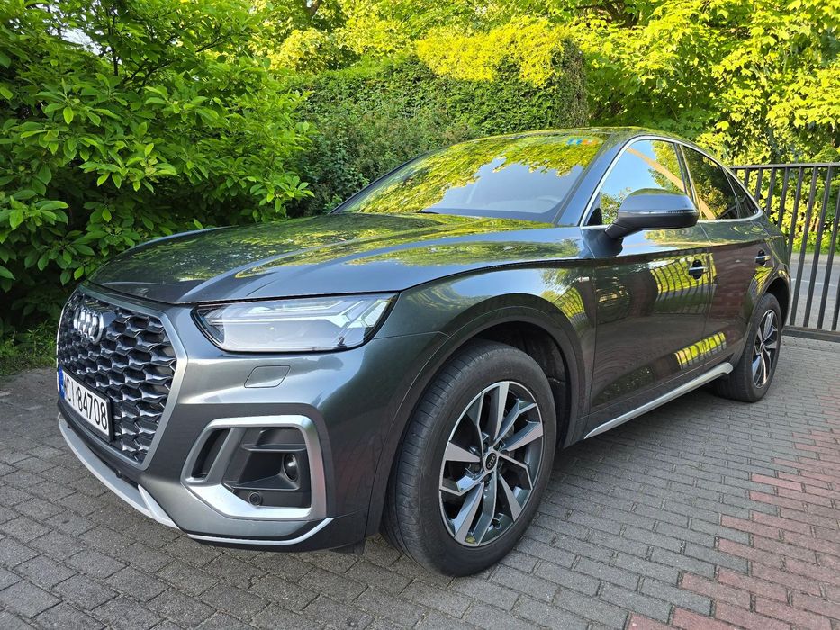 Audi Q5 Sportback Pierwszy właściciel, pneumatyka, hak, kamery 360, skóra/mikrofibra
