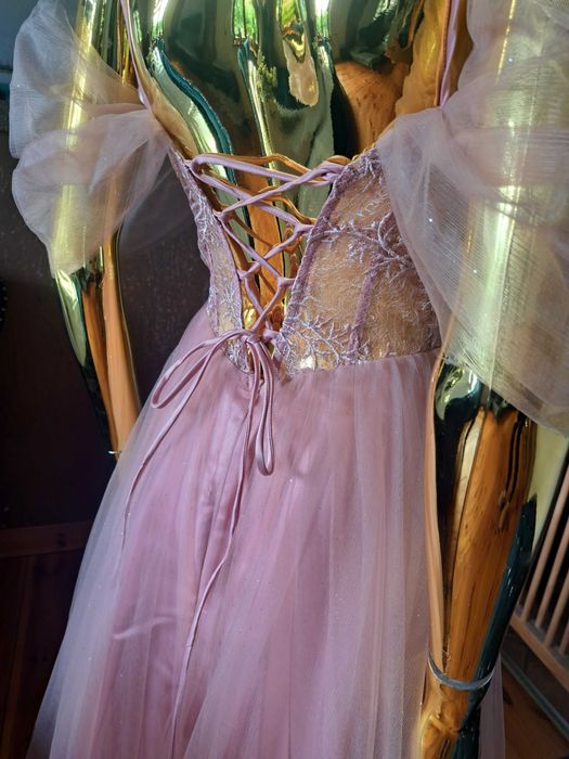 Sukienka na studniówkę gorset+tiul. Princess Pink R38 Polski producent