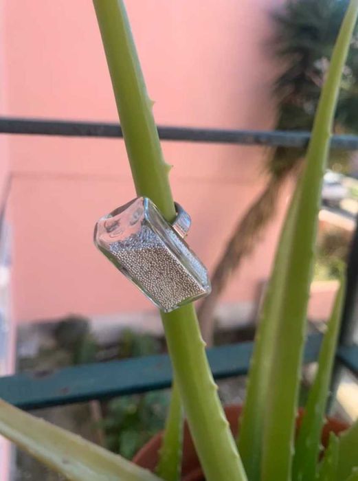 Anel silver Pylones retangular ajustável