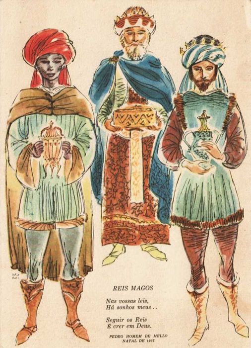 2 Postais de Natal antigos - 1949/1957 - circulados