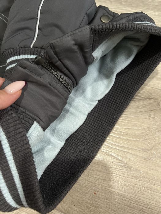 Куртка тепла дитяча сіра демісезонна флісова підкладка весна-осінь