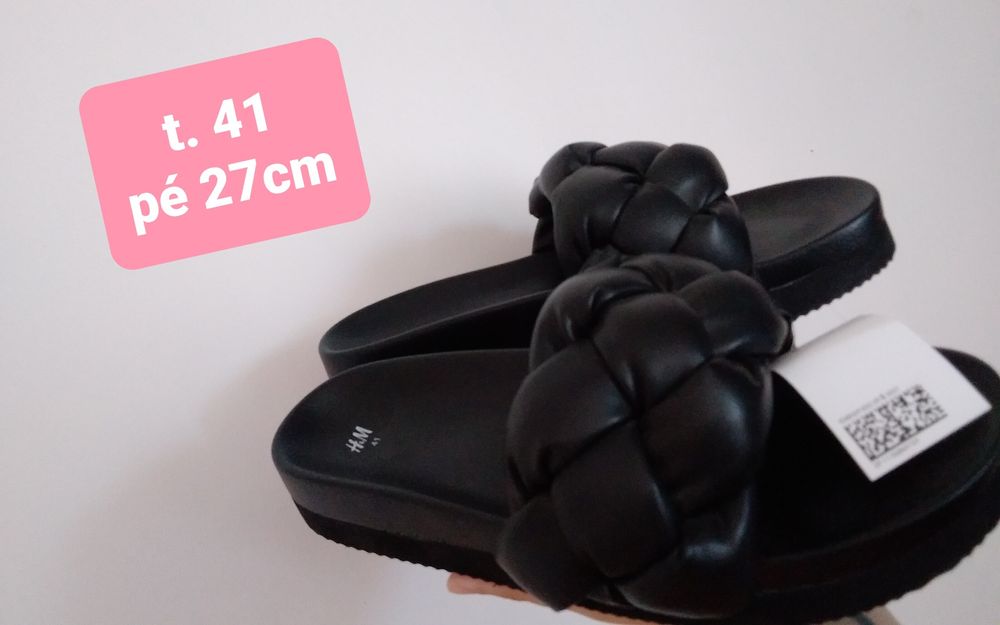 Sandálias tranças pretas 41 H&M
