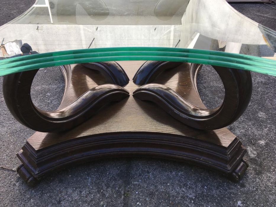 Mesa centro com vidro biselado