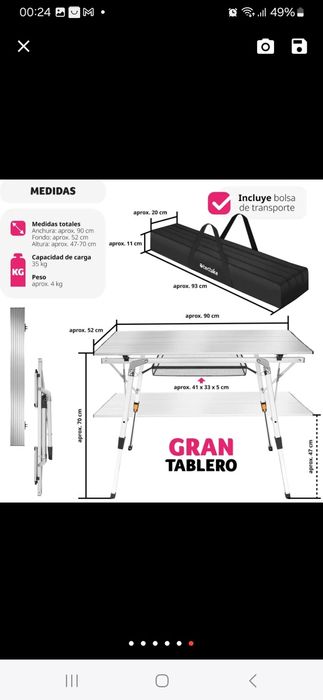 Mesa de campismo dobravel , de alumínio