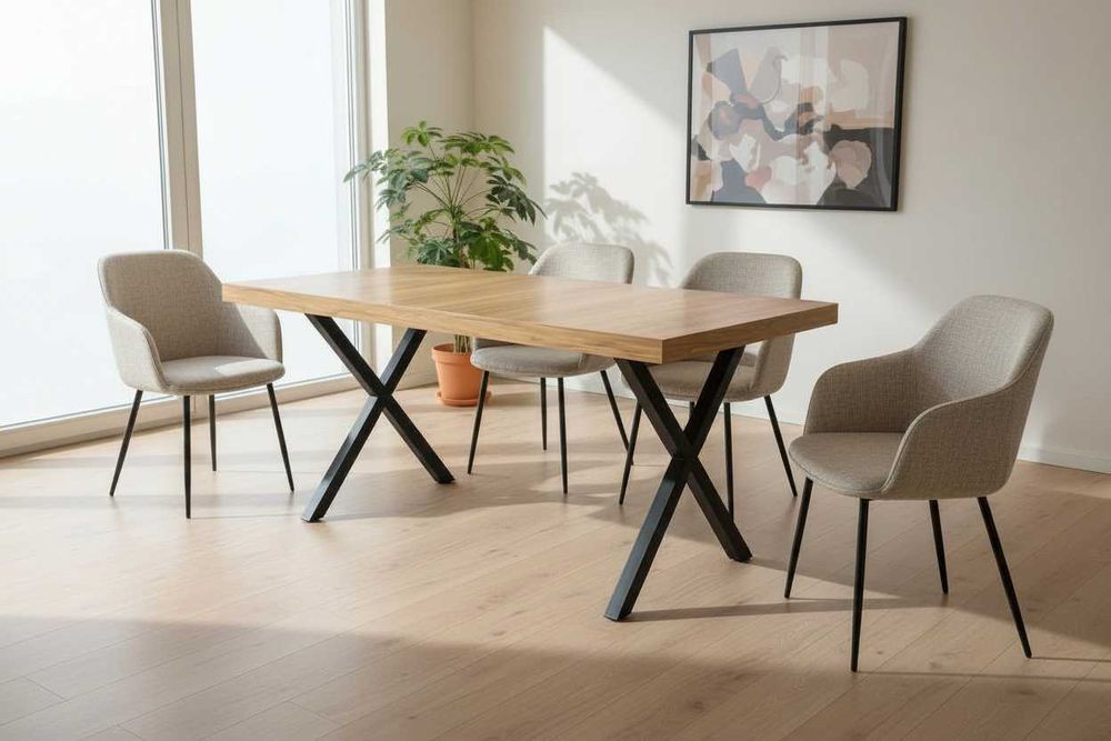 Stół rozkładany 140/240 LOFT „X” metalowe nogi|SALON|JADALNIA|KUCHNIA