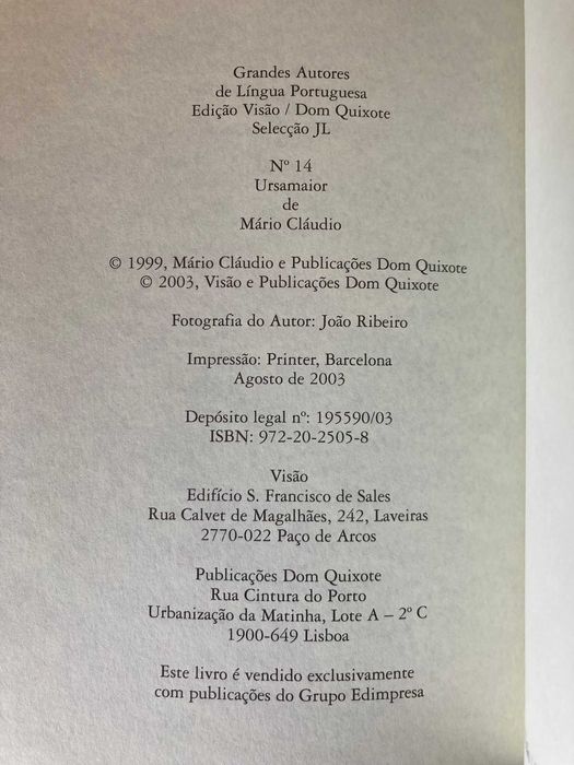 Ursamaior, de Mário Cláudio