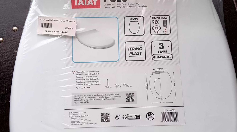 Conjunto de tampa e acento para sanita