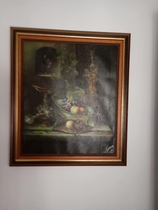 Pintura a óleo com quadro