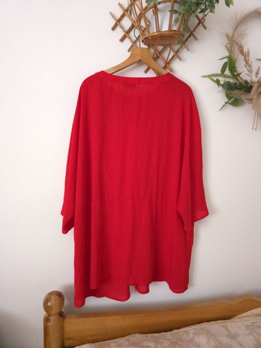 Czerwona tunika sukienka oversize luźna guziki Zizzi XL 2XL 3XL