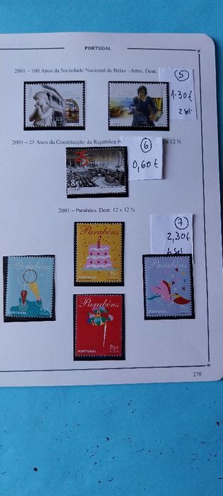 Selos Portugal ano 2001. Novos c/Goma original  Ref.21/08