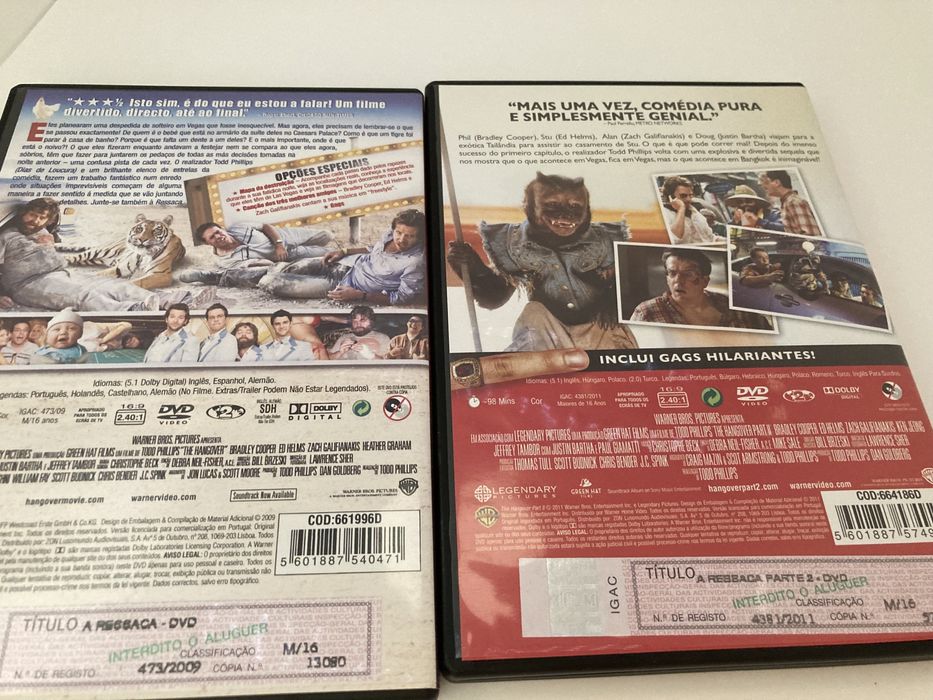 Dvds A Ressaca 1 e 2