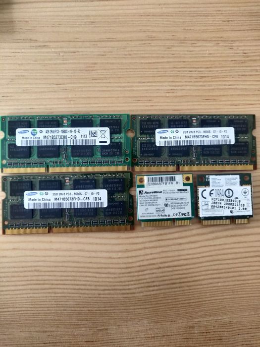 CPU, DDR2, DDR3, placas wireless e vários componentes