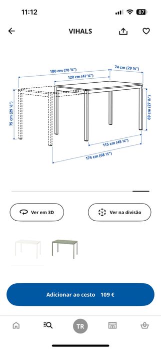 Mesa braca extensivel 120/180X75