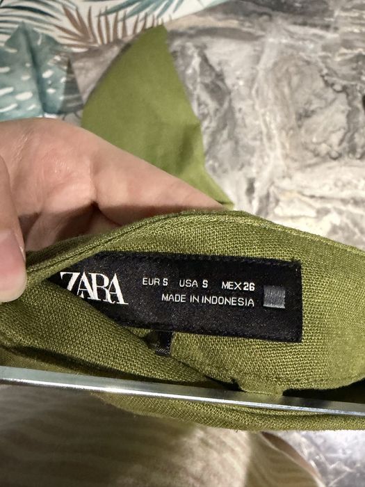 Спідниця Zara, зелена спідниця, лляна спідниця
