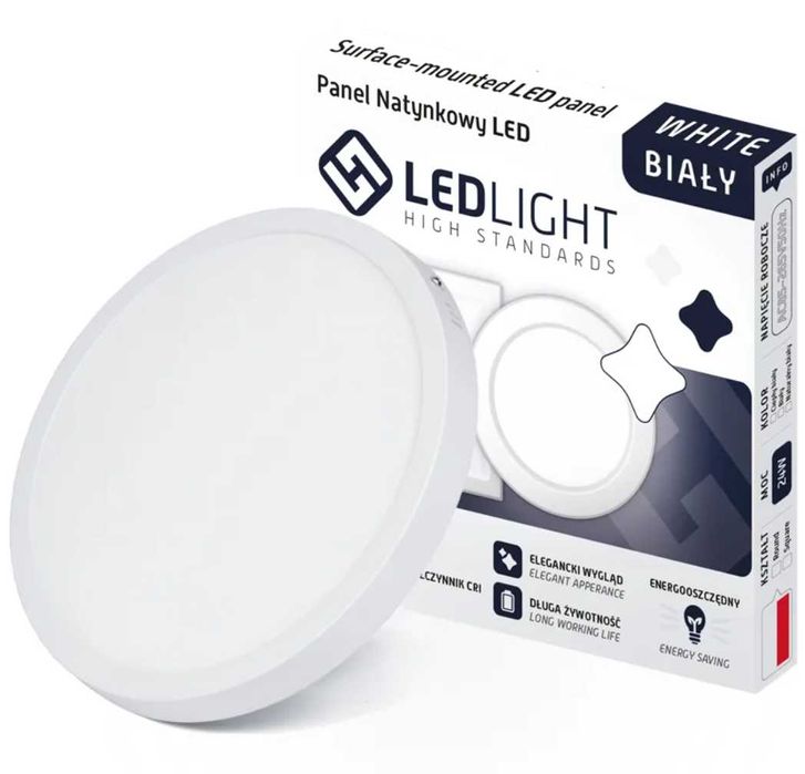 Plafon led panel natynkowy niemrugający ccd neutralny 12w
