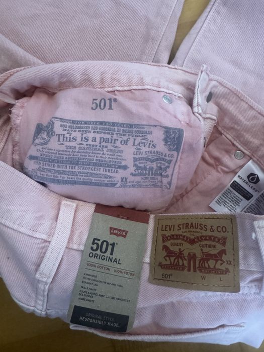 Nowe Jeansy LEVI'S 501  – Jasnoróżowe (Pink) – Rozmiar w26 L30