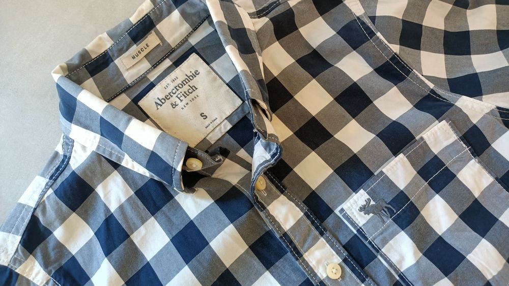 Abercrombie & Fitch Koszula w Kratę Męska roz S długi rękaw
