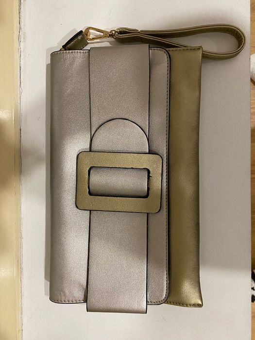 Carteira cinza e dourada como nova