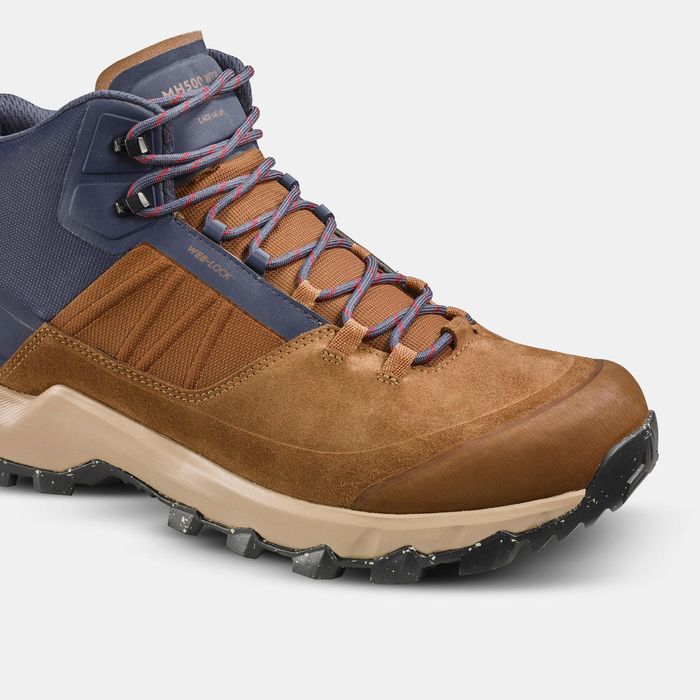 Botas impermeáveis de caminhada na montanha mh500 Mid homem Castanho