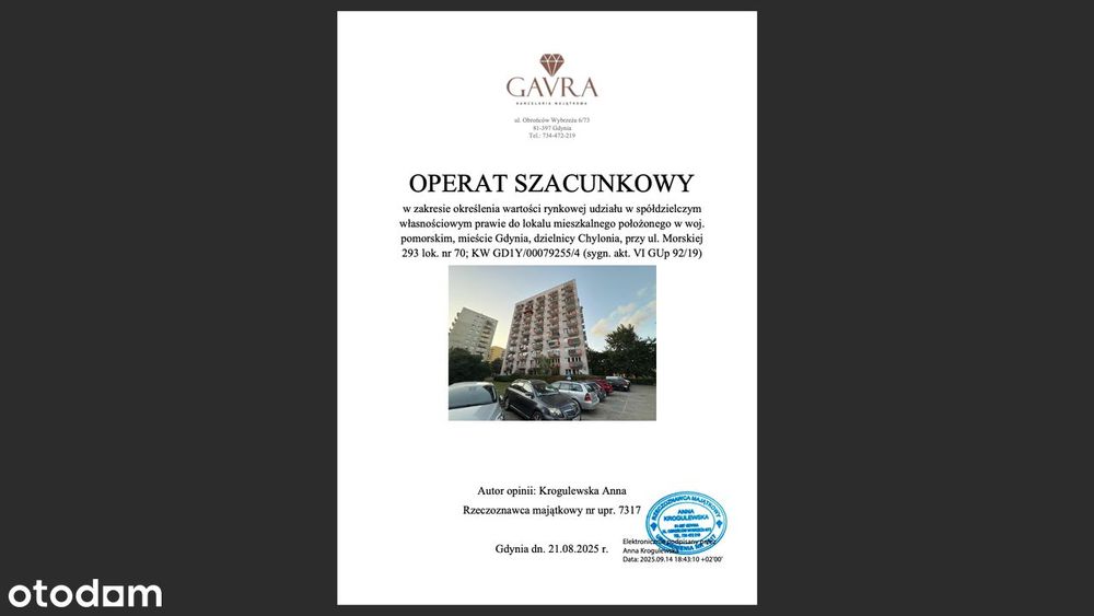 Syndyk sprzeda Udział ½ w spółdzielczym wł. – Gdynia, ul. Morska 293
