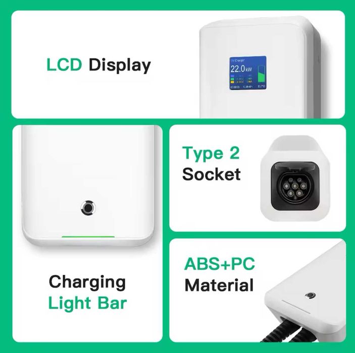 Wallbox Carregador - 22kw - 32A - Trifasica - C/ CABO Incluido