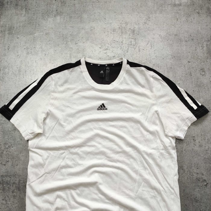 MĘSKA Koszulka Bawełna PREMIUM Biała Adidas 3 Paski Logo Sportswear