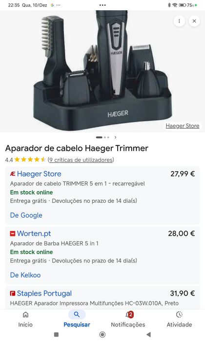 Máquina de cortar cobelo. Corpo e barba 5em 1
Trimer aparador multifun