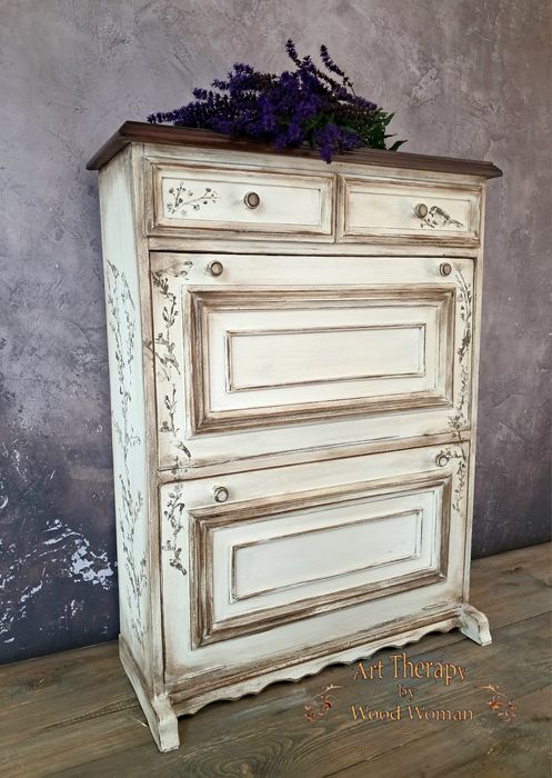 Szafka na buty biala ptaki