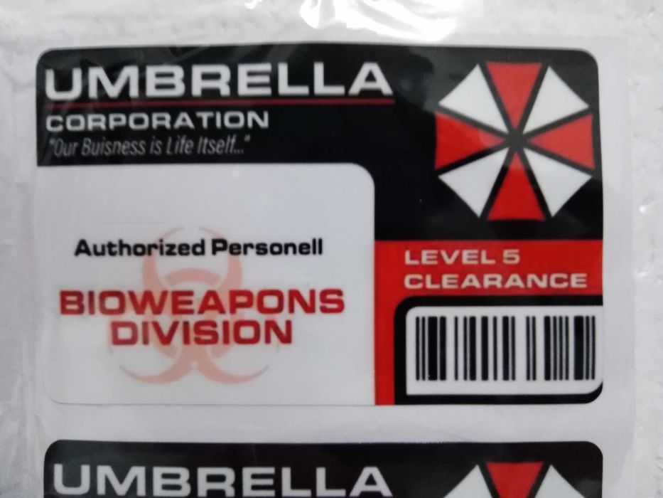 Adesivos Cartão Identificação Bioweapons Division 5 Level Clearance Authorised Personell