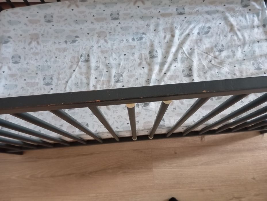 Łóżeczko niemowlęce antracytowe 60x120