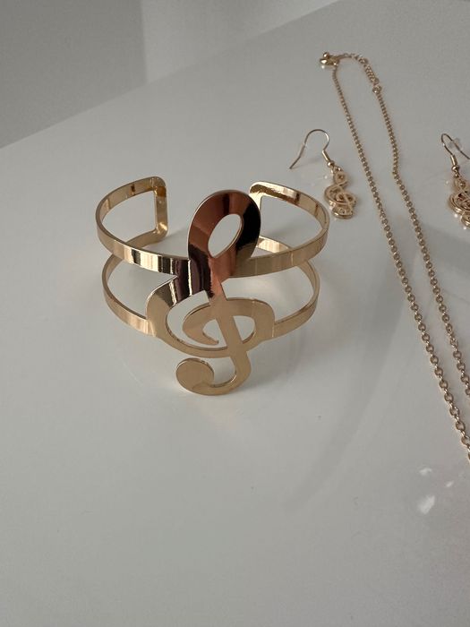 Colar + Brincos + Pulseira + Anel Clave de Sol (Música)