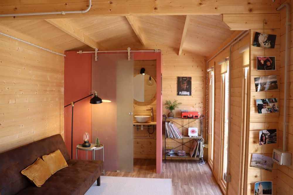 Cabana modular de madeira, escritório Exterior de 17,2 m2