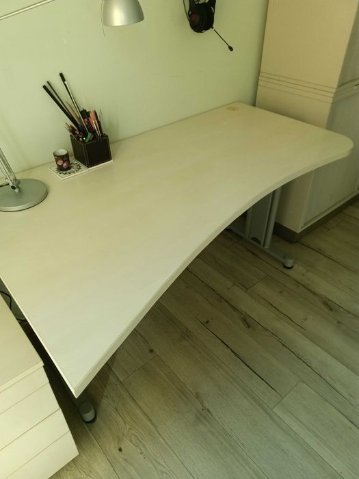 KOMPLET Solidne Biurko Ergonomiczne 140 cm + Kontenerek 4 szuflady