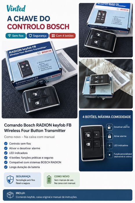 Comando Bosch RADION FB – Wireless 4 Botões Alarme