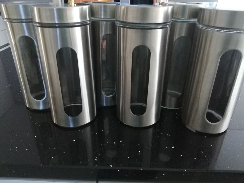 6 Frascos vidro e inox
