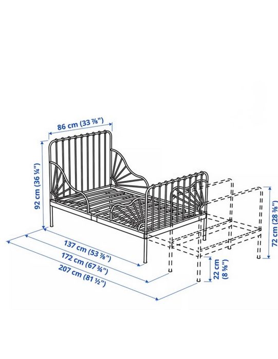 MINNEN Estrut cama ext c/estrado ripas, rosa claro, 80x200 cm