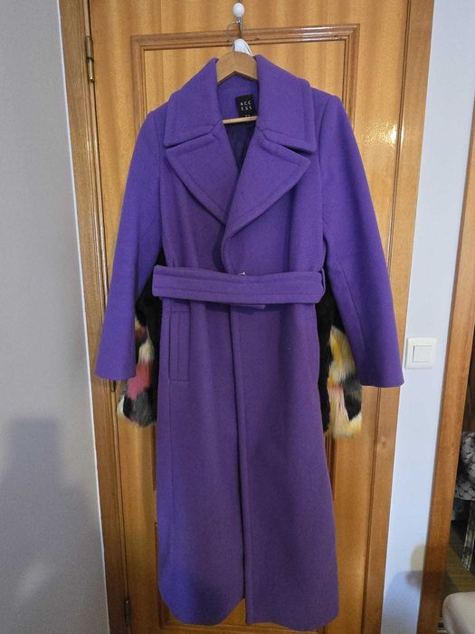 Long Purple ACCESS Coat, Size M – Warm and Elegant!64564318685057120