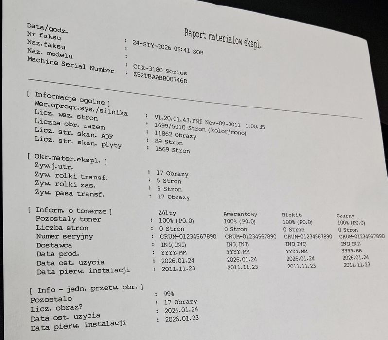 Drukarka laserowa Samsung CLX-3185fn kolorowa bdb chip skaner ksero