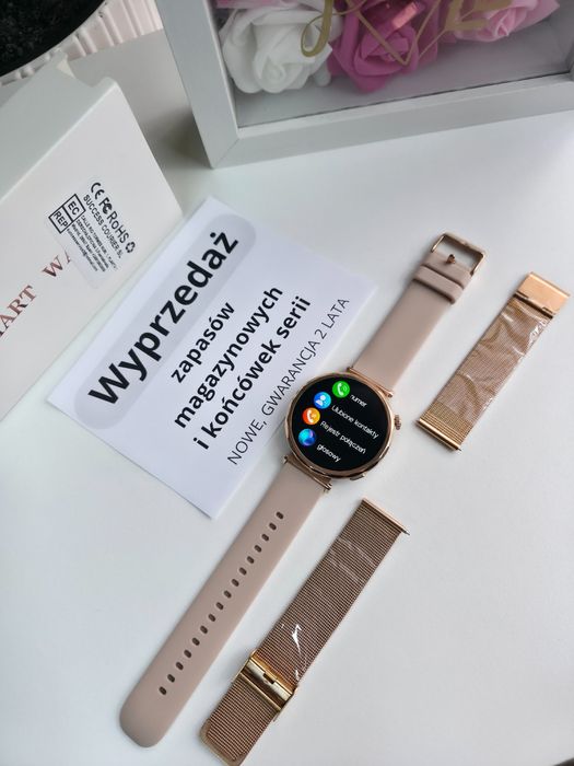 Smartwatch Damski, nowy, pełny komplet. Wyprzedaż magazynu