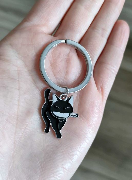 Czarny Kot Metalowy Brelok Breloczek do kluczy Kotek Cat dla Kociarzy